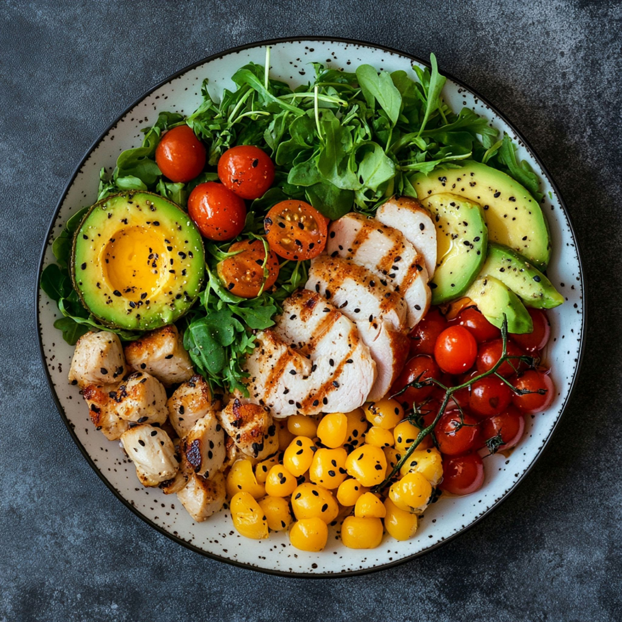 Balanced meal example for building a healthy relationship with food