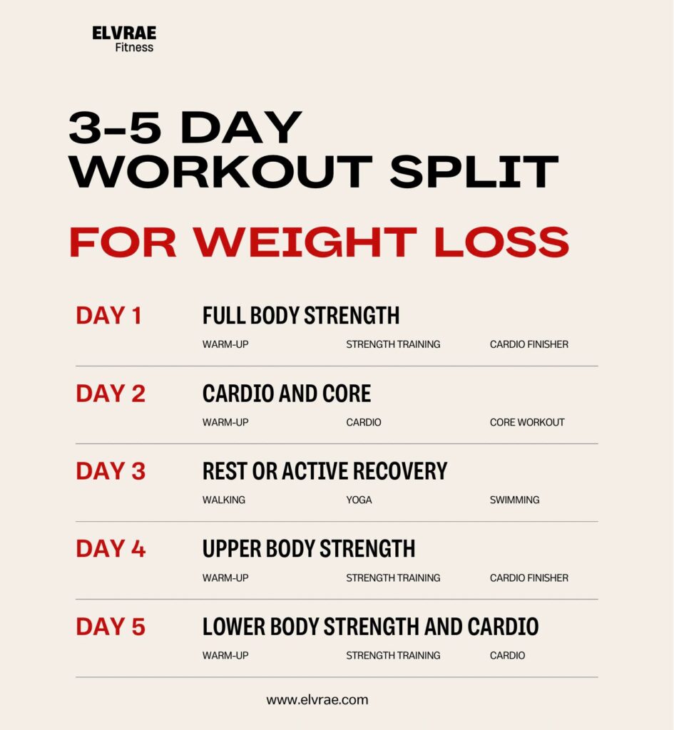 3-5 day workout split for weight loss